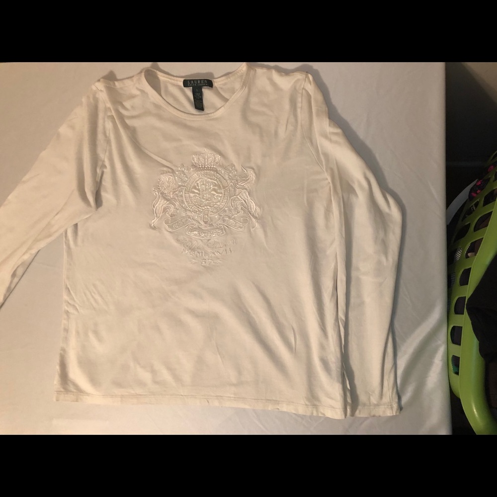 Lauren Ralph Lauren Embroidered cream Lauren tee